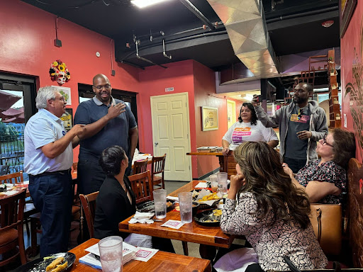 voters talking to each other at the table